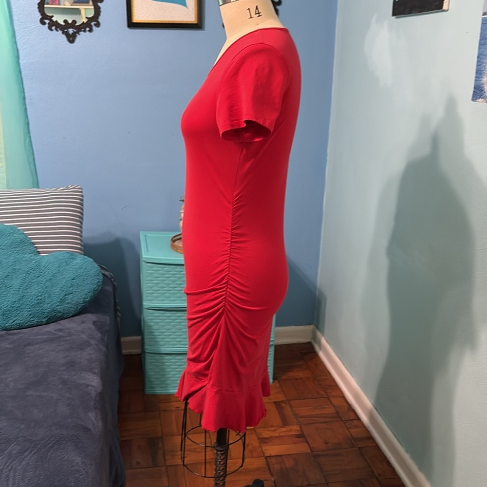 Flirty Red Ruffle Hem Dress - Picture 7 of 9